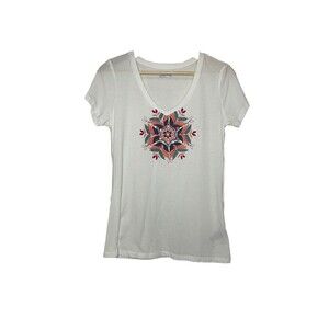 Columbia Women's Small White Graphic Vneck Tshirt